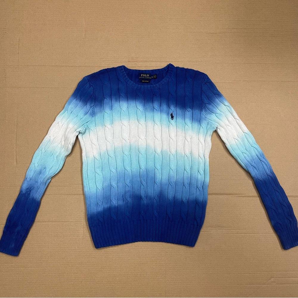 RALPH LAUREN Women’s Ombré Cable Knit Pima Cotton Sweater SZ Medium